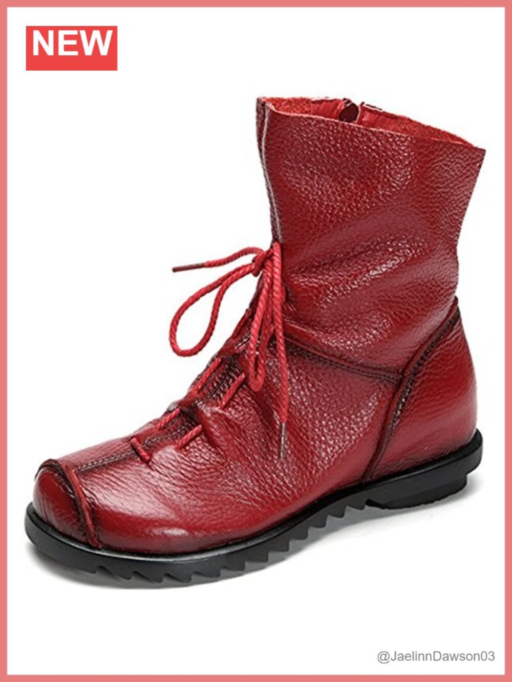 Genuine Leather Ankle Boots Round Toe Zip Up Casual Soft Flat Boots
